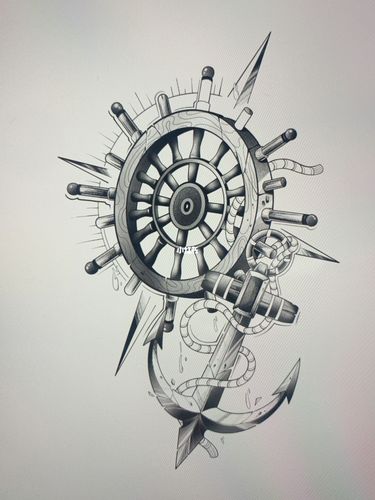 纹身|tattoo|船舵77船锚纹身图_纹身_tattoo怎么样