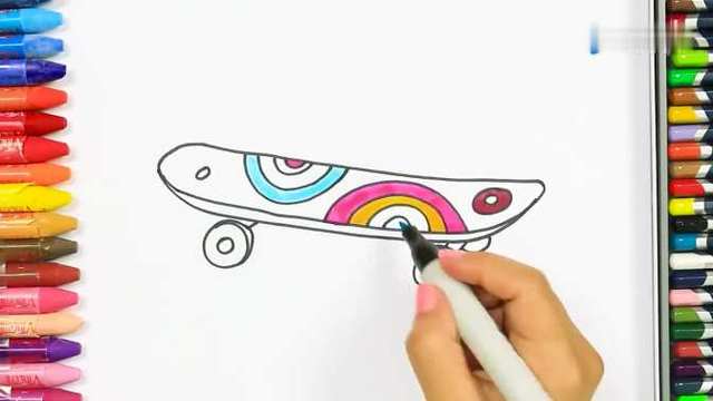 趣味简笔画:画漂亮滑板