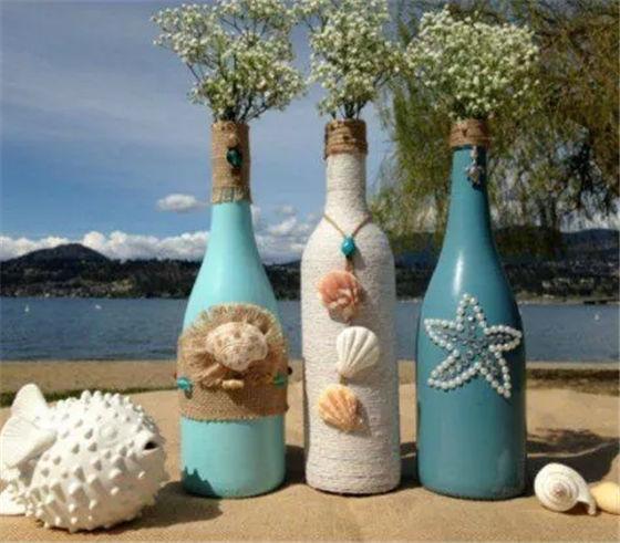 创意手工_diy手工制作 1,牛奶玻璃瓶改造成清新小花瓶,将色带贴在瓶