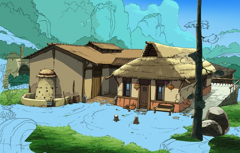 世外桃源-农家小院|插画|创作习作|糖醋排骨汤包 - 原创作品 - 站酷