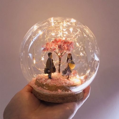 瑞仕兹 生日礼物女水晶球灯微景观diy手工材料包小夜.