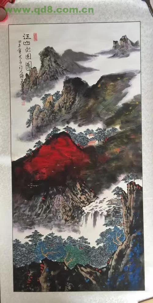 张若古原创真迹《百年经典大千四绝》四条屏