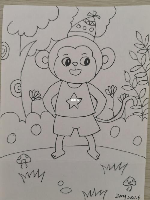 儿童画小猴子_儿童画_文化_绘画