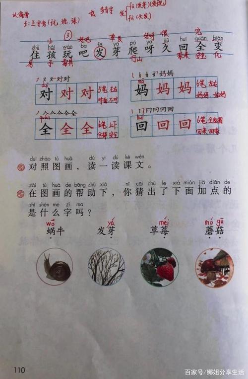 一年级语文上册,《小蜗牛》课文笔记