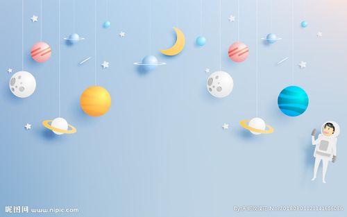 3d立体太空宇宙儿童房背景墙壁图片