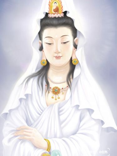 原创|板绘白衣观世音菩萨像,愿见者平安吉祥_板绘_佛教_佛教_人文