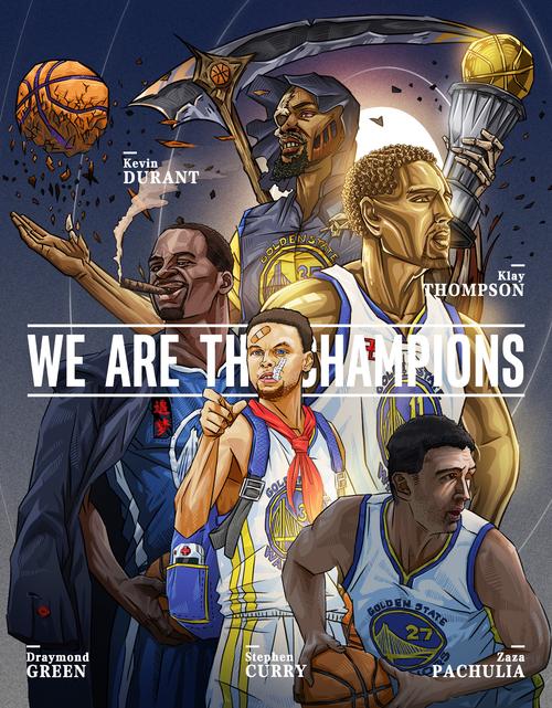 nba勇士队插画海报