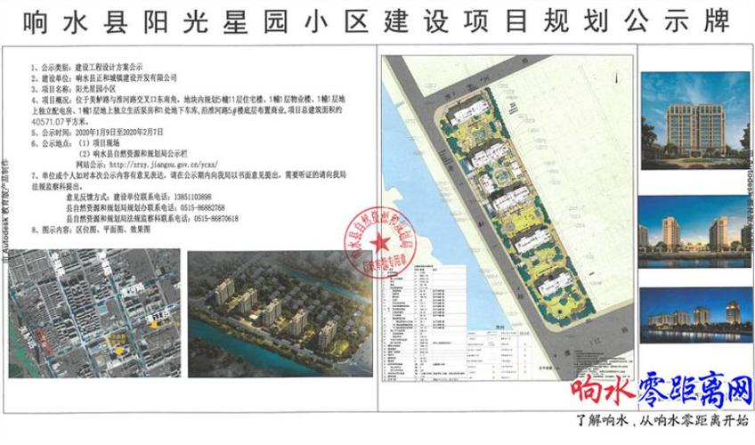 响水又一小区建设项目规划公示,位置在这里!