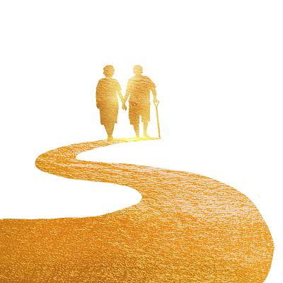 小清新重阳节重阳老年人老夫妻剪影素材元素