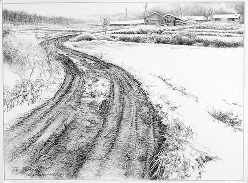 苕上耕夫的钢笔画.