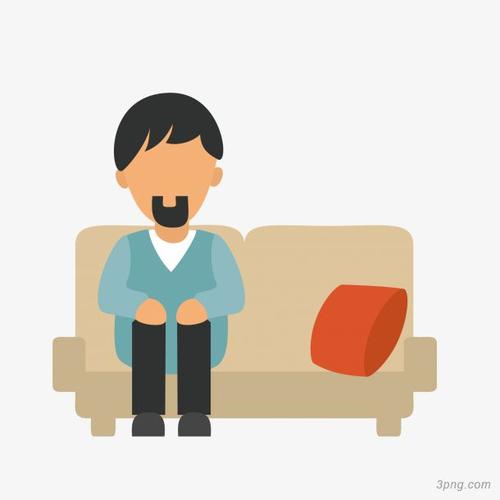 矢量卡通手绘安静等待看病男人免