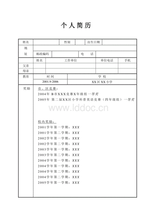 小升初简历样本.doc