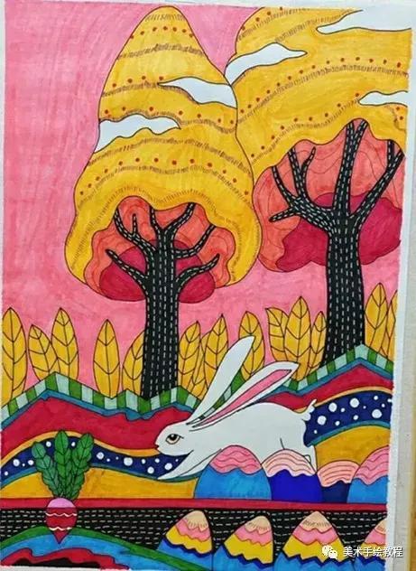 儿童风景画素材分享收藏给孩子练习搭配颜色超赞哦