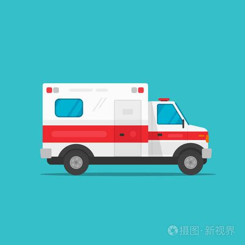 救护车紧急汽车汽车向量例证平板动画片医疗车辆自动侧视图独立剪贴画