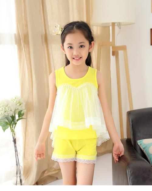 2017女童夏装新款儿童3岁5短裤套装小女孩衣服9-11无袖背心两件套