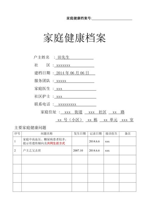 家庭健康档案