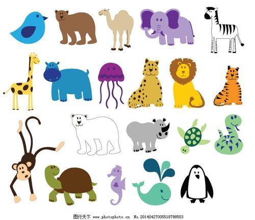 动物世界简笔画组合