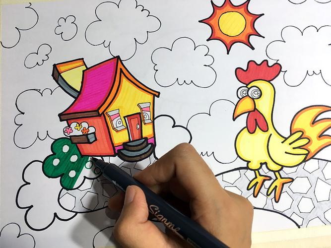 水彩笔儿童画-早晨|纯艺术|绘画|ninili - 原创作品 - 站酷 (zcool)