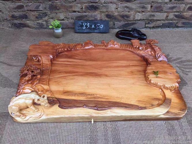 福建仙游常城红木: 红豆杉茶盘 祥瑞牛茶盘 雕刻精致商品大图
