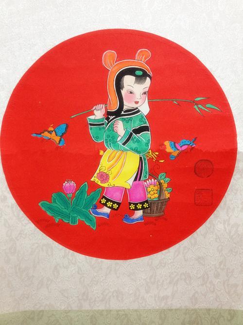 赵小姐年画馆手绘绵竹年画童子娃娃喜庆吉祥中式卷轴商务婚庆礼品