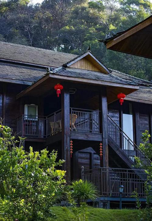 傣族特有的干栏式建筑,与古茶树林差异明显的颜色,让它看起来古朴又