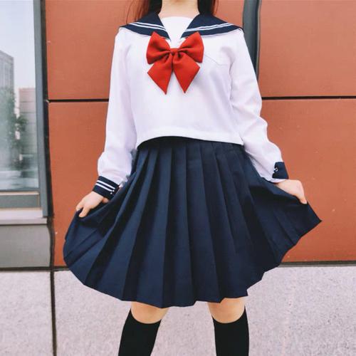 日系jk制服裙白二本基础款正统水手服夏服jk学生学院风百褶裙套装
