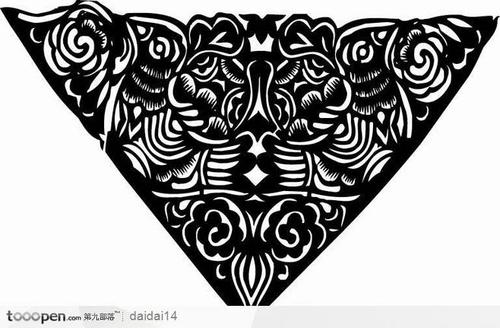 传统花纹纹样-黑白倒立的三角形花纹