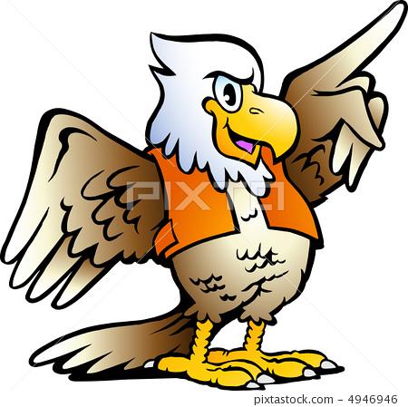 hand-drawn vector illustration of an pointing eagle