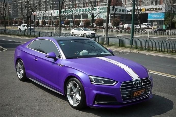 奥迪a5贴膜电光紫罗兰汽车上的普罗旺斯浪漫唯美长沙汽车改色贴膜
