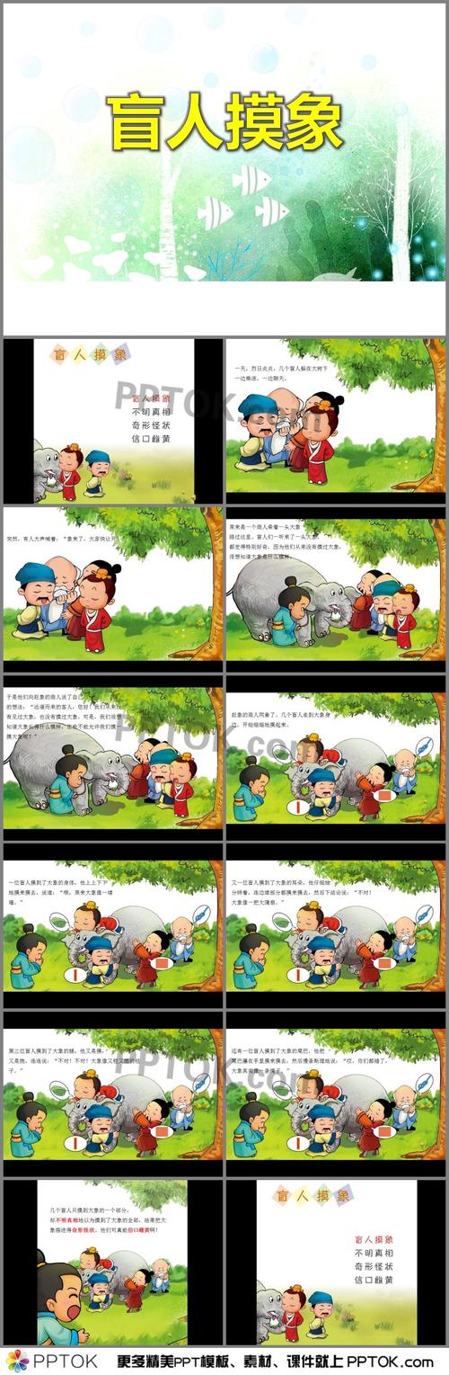 幼儿园成语故事《盲人摸象》ppt课件有声配音