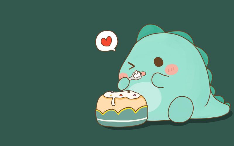 空洛洛,koloo,小恐龙,萌,可爱,吃吃吃,蛋糕空洛洛壁纸图片