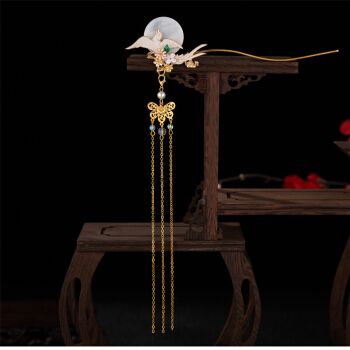 古代配汉服的古装头饰簪子古典簪花女流苏超仙古风发簪仙女步摇金色