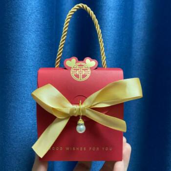 订婚结婚专用手提式可放烟喜糖袋礼盒装幸福纽带喜牌款丝带小号10个