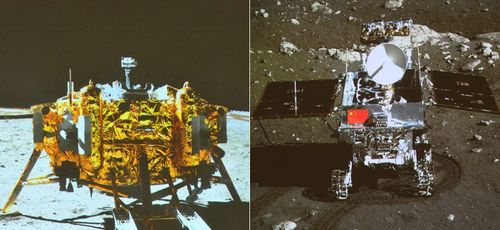 嫦娥成功与玉兔号月球车互拍 五星红旗亮相月面