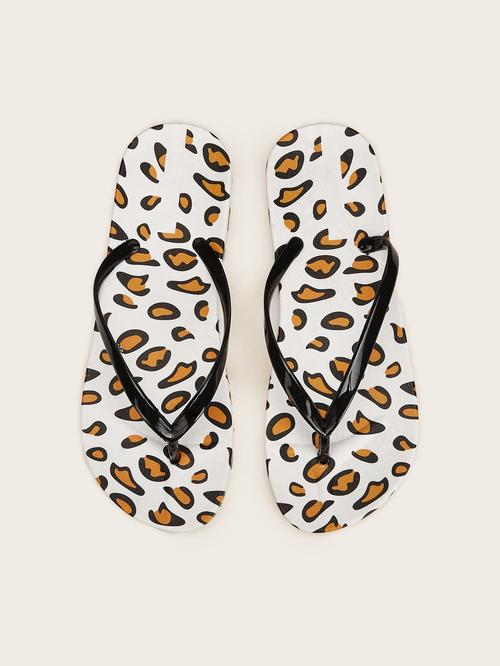 leopard print flip flops