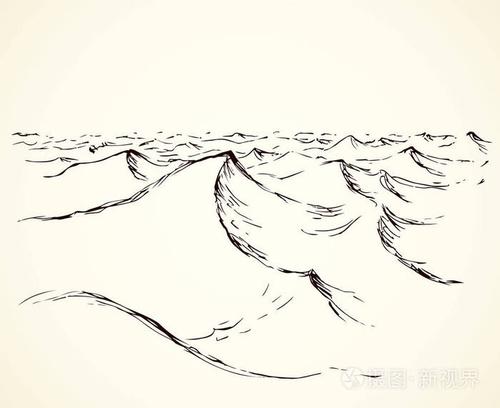 轮廓黑色笔墨手绘温暖的全球沙尘暴标志图标符号素描在艺术涂鸦老式