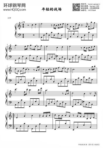 年轻的战场钢琴谱-环球钢琴网