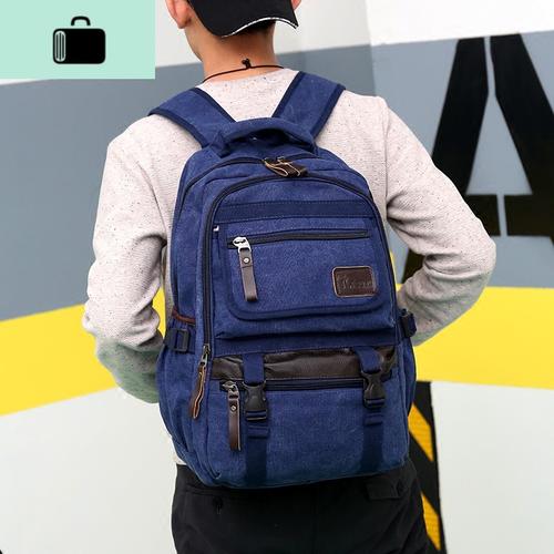 双肩包男帆布韩版潮流青年男士背包休闲旅行包电脑包中高学生书包new