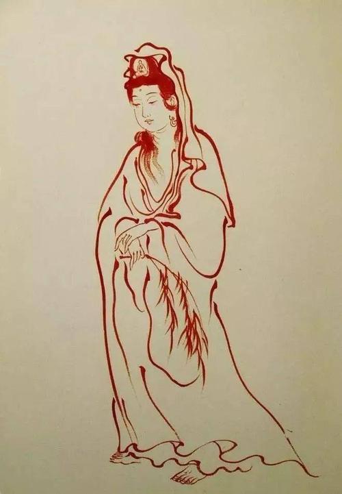 弘一法师亲绘观音菩萨法身像,愿见闻者法喜充满,身心自在!