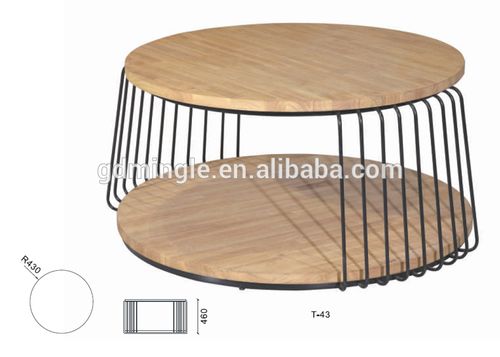 customized big size wooden type metal bese coffee table/tea
