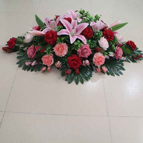 演讲讲台仿真花束会议桌主席台挂花会议室假花摆花仿真花