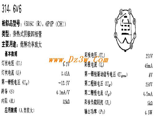 6v6电子管参数