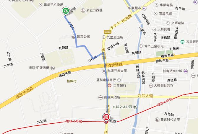 九堡九华路地铁哪站点地图