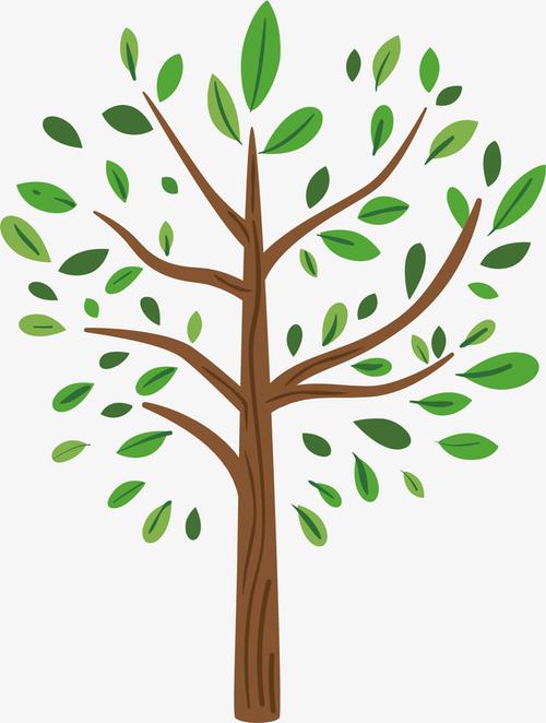 矢量图水彩绿色大树
