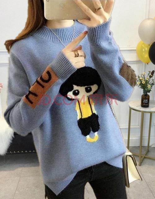 高中生毛衣女 韩版冬款女中学生羊毛衫加绒加厚圆领宽松百搭初中生孩