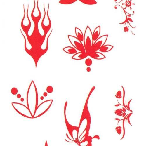 满16元包邮 火焰蝴蝶纹身贴纸防水男女款眉心贴持久防