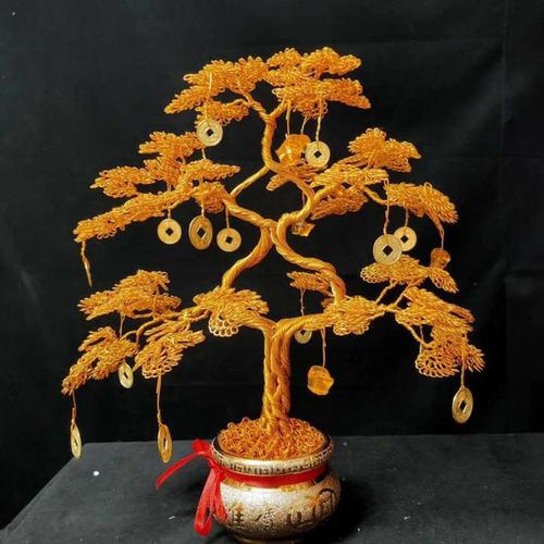 铜丝摇钱树铝丝店铺串珠工艺品制作工制作发财树铁丝
