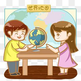 地理课堂学习男孩女孩人物形象