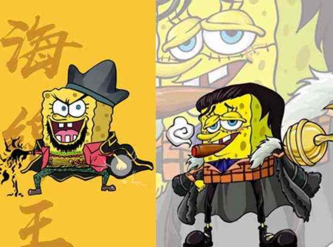 海绵宝宝版本的海军三大将手办出来之后更帅气海绵王可还行