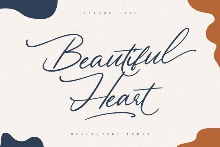 英文字体下载 beautiful heart 浪漫连笔书法优雅轻盈